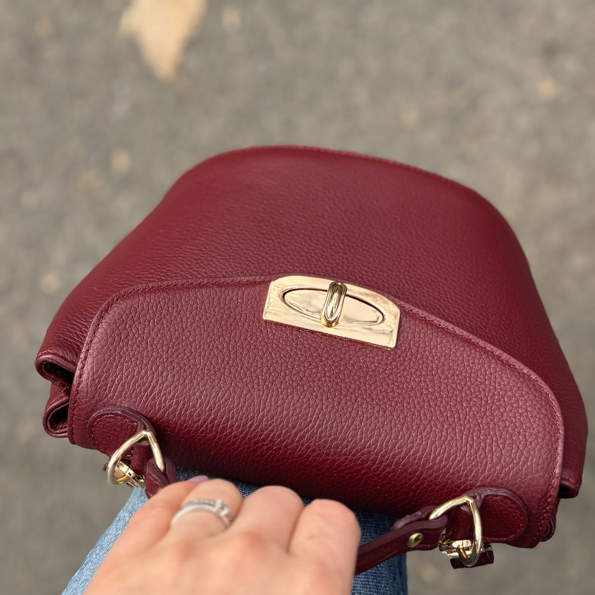 Burgundy Leather Bag – Ama by Aria Margo