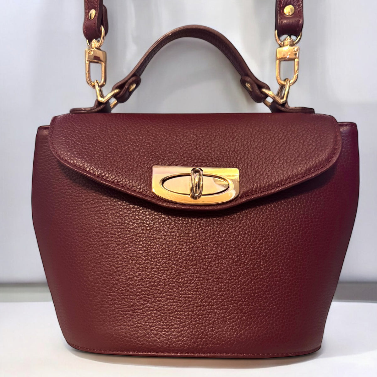 Burgundy Leather Bag – Ama by Aria Margo