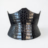 XO Eclipse Leather Corset Belt - Black Croco
