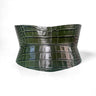 Cleo Leather Corset Belt - Olive Croco