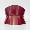 Aria Margo burgundy Italian leather corset belt with an hourglass silhouette and glossy finish.