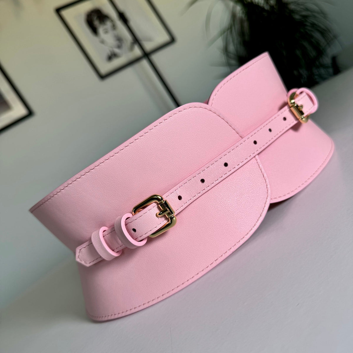 Pink sculpt leather corset belt – Wide by Aria Margo