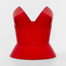 Aria Margo  red Italian leather corset belt with a structured round body design for a feminine silhouette.