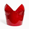 Aria Margo red patent leather over-bust corset with a high-shine finish and structured architectural silhouette.