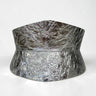 Aria Margo silver metallic Italian leather corset belt with a textured finish and structured hourglass shape.