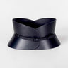 Aria Margo Test black Italian leather hourglass corset belt with a slim 1 cm buckle for a structured waist silhouette.