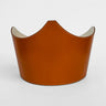 Aria Margo Test brown Italian leather under-bust belt with a sculpted crown shape and smooth cream lining.