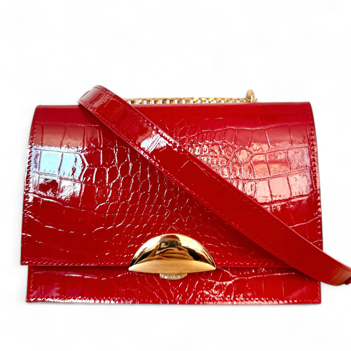 Red Croc Patent Leather Bag – Lala by Aria Margo