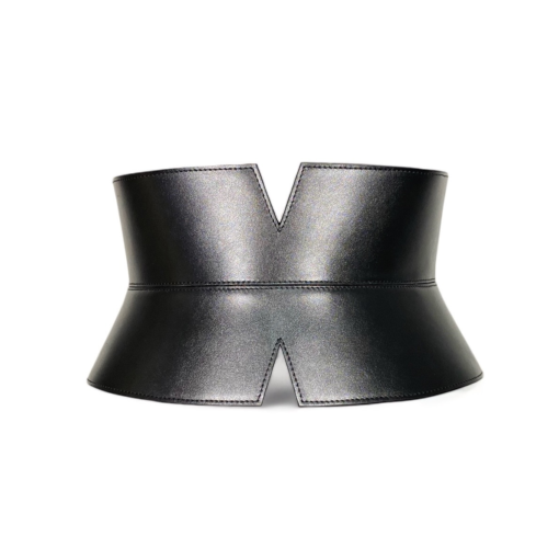 Black V-cut Leather Corset Belt