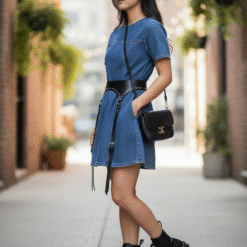 Alternative view of Black Long Studs Straps Leather Belt