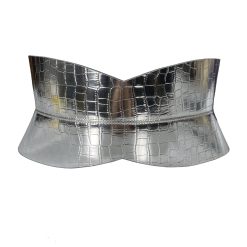Silver leather corset belt, large range of plus size sizes, fashion, designer belt