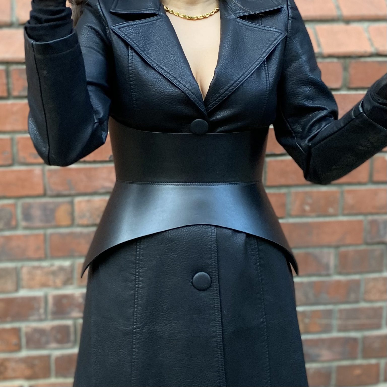 Black Leather Hourglass Corset Belt - ARIA MARGO