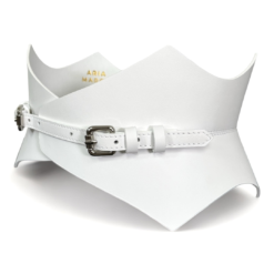 White Thorns Leather Corset belt by ARIA MARGO