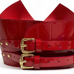RED PATENT CROWN BELT BY ARIA MARGO