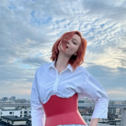 Red rounded XO CORSET BY ARIA MARGO