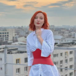 Red rounded XO CORSET BY ARIA MARGO