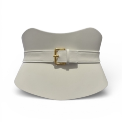 Cloud White Leather Corset Belt