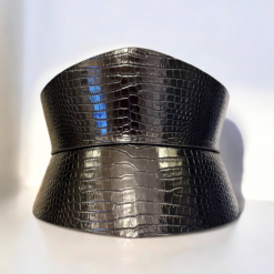 Black Croc eclipse-leather corset belt