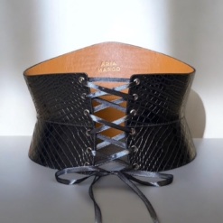Black Croc eclipse-leather corset belt
