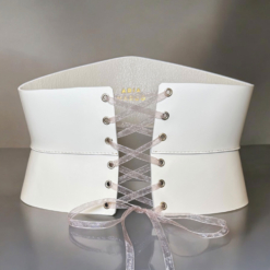 Butter white Patent-leather Echipse-corset belt 1