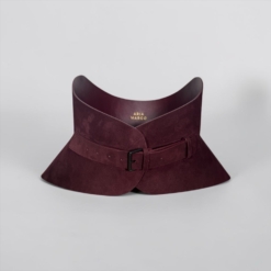 Audrey Burgundy Suede Leather Corset Belt