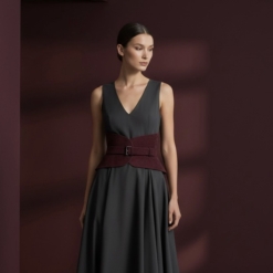 Alternative view of Audrey Burgundy Suede Leather Corset Belt