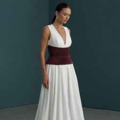 Audrey Burgundy Suede Leather Corset Belt - Image 4