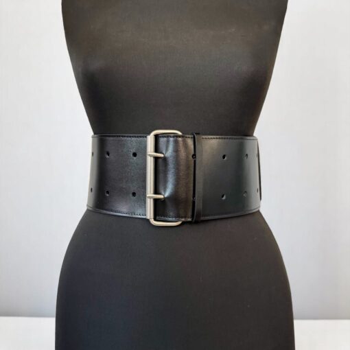 10 cm black leather belt by Aria Margo 2