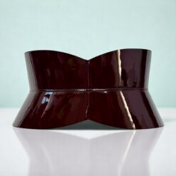 Chocolate Brown Hourglass Patent Leather Corset belt By Aria Margo