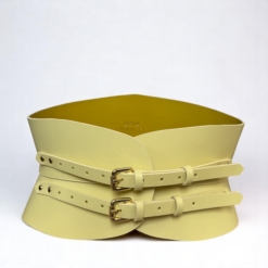 Eclipse pale yellow leather corset by Aria Margo