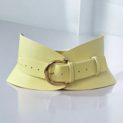 Hourglass corset pale yellow leather belt by Aria Margo