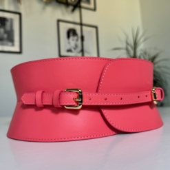 Coral leather mini corset belt by Aria Margo 4