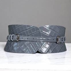 Gray croco leather mini corset belt by Aria Margo