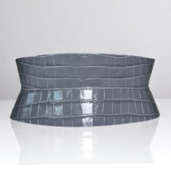 Gray croco leather mini corset belt by Aria Margo