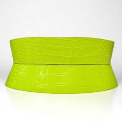 Lime green croc leather mini corset belt by Aria Margo 2