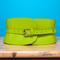 Lime green croc leather mini corset belt by Aria Margo 2 5