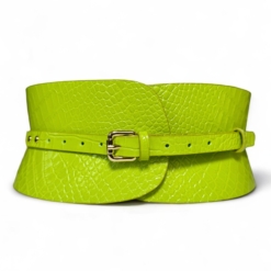 Lime green croc leather mini corset belt by Aria Margo