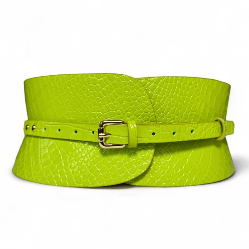 小物 Irina belt Lime-green-croc-leather-mini-