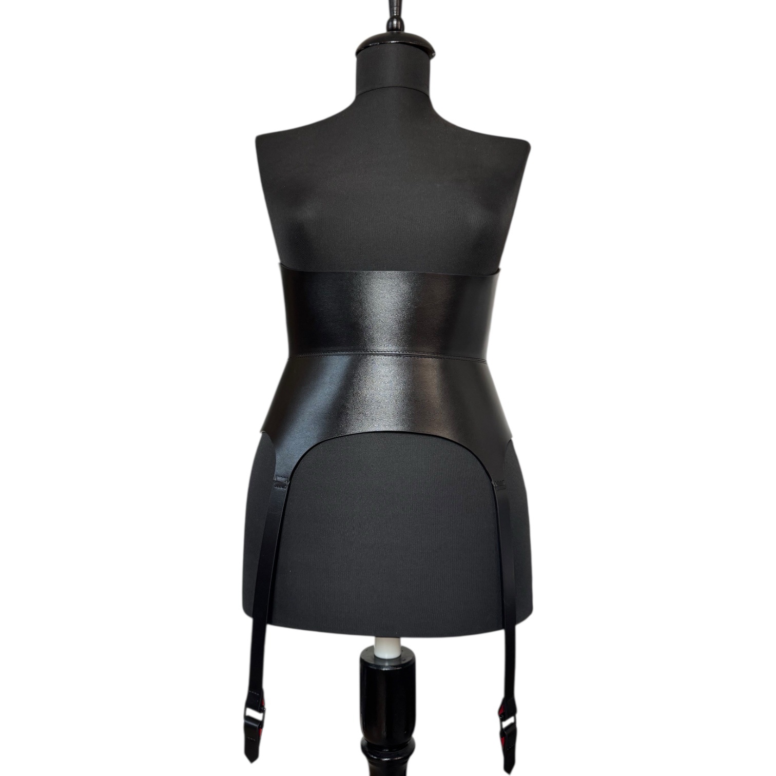 Long Garters Black Leather Corset Belt - Image 2