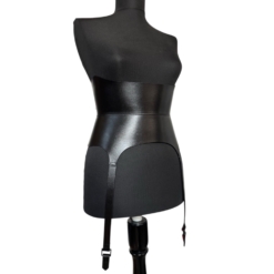Long Garters Black Leather Corset Belt