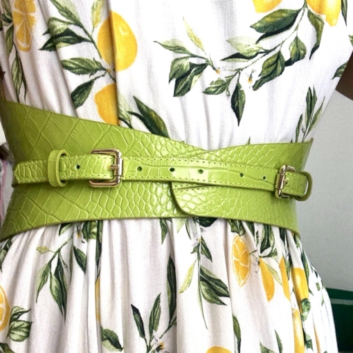 Slim Lim Green Croco Leather Corset Belt