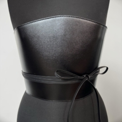 Cord High Body Black Leather Belt