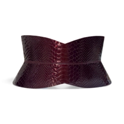 Burgundy Croco Patent Leather Corset Belt - Sale - S-M
