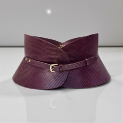 Burgundy viper Hourglass leather corset belt by Aria Margo