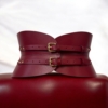 Dark Red Leather Corset Belt
