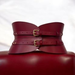 Dark Red Leather Corset Belt