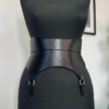 Garters corset black leather belt by Aria Margo