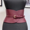 Burgundy textured leather corset belt by Aria Margo