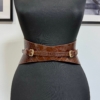 Slim Brown croco leather corset belt
