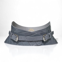 Slim Grey Croco Leather Corset Belt - Sale - XS